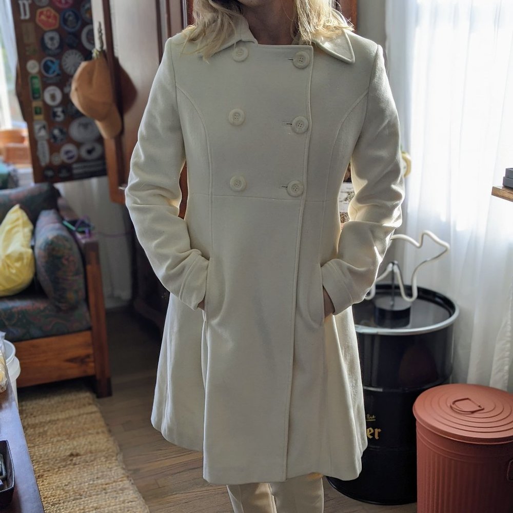 Via White Pea Coat